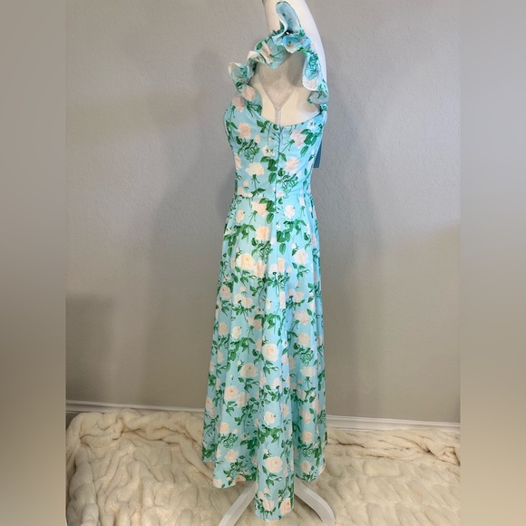 NWT Hill House The Daphne Dress Size Small Gorgeous Blue Roses Viral Midi - Picture 9 of 13